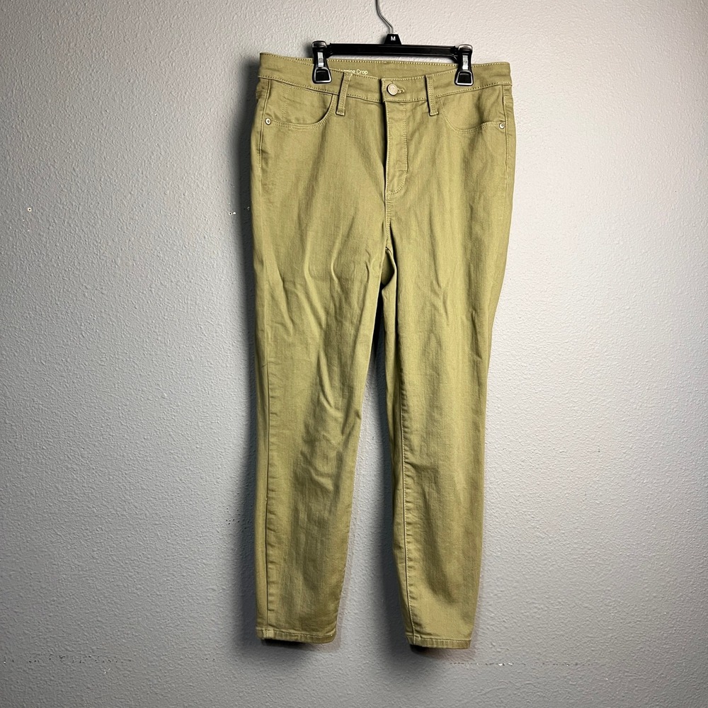 Talbots Flawless High Waist Jegging Crop Pants Olive Green Size 6 Stretch Slim